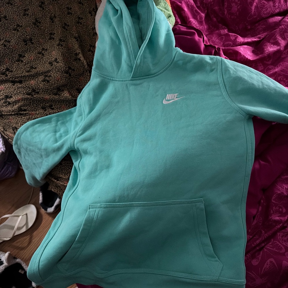 Nike Kids Hoodie Teal with White Logo